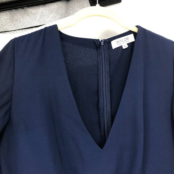 WYLDR Navy Hope So Romper diamond cutout long bell sleeves size small - Picture 14 of 16